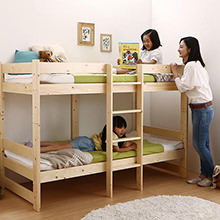 4.5畳でも置ける コンパクト天然木ショート丈2段ベッド (シングル)