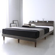 シンプルな心地よさ 棚・コンセント付デザインすのこベッド (シングル)