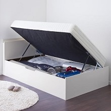 洗練空間 棚コンセント付大容量収納跳ね上げすのこベッド 横開き (セミダブル)