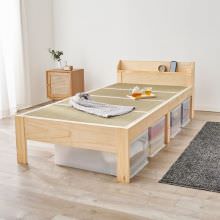 高さ調節可能で天然い草を使用 畳シングルベッド (ナチュラル/キフネ)