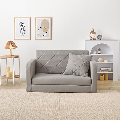 カタチを変えてくつろげる コンパクトソファベッド (グレー)の詳細