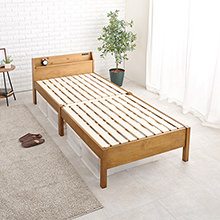 分割すればシングルベッド2台に変身 宮棚付き耐震仕様すのこ2段ベッド