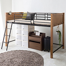 ブラウン ロフトベッド Amazon｜Chic ZONE システムベッド 木製ロフトベッド 本棚 机付き ロー