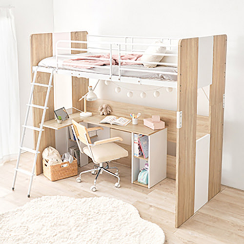 おしゃれなバイカラーと優れた機能性 システムロフトベッド