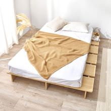 幅広設計でおしゃれな マットレス付セミダブルベッド ボンネルコイル (ナチュラル)