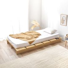 幅広設計でおしゃれな マットレス付シングルベッド ボンネルコイル (ナチュラル)