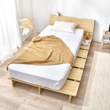 余白でオシャレに演出 マットレス付シングルベッド ポケットコイル (ナチュラル)
