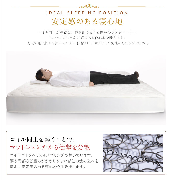 通気性抜群で高品質がポイント 本棚付すのこベッド ホワイト (セミ