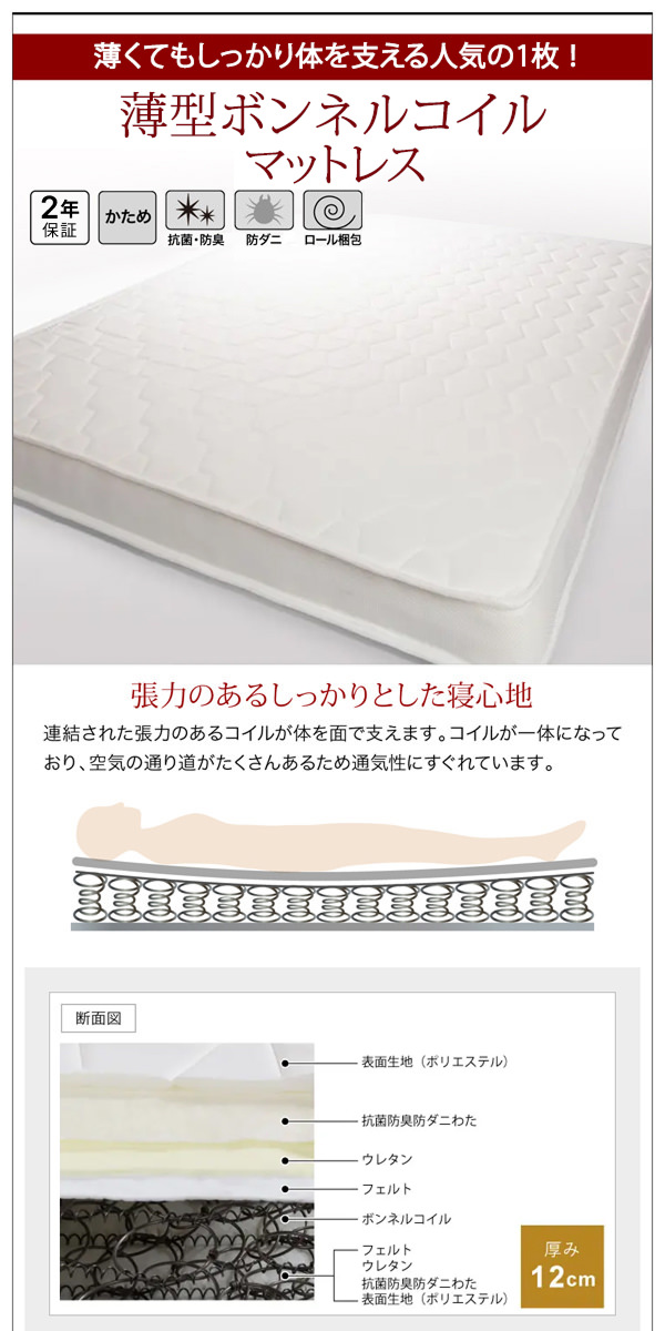 すっきり片付く 大容量収納ベッド 引出し4杯付 (シングル)の詳細