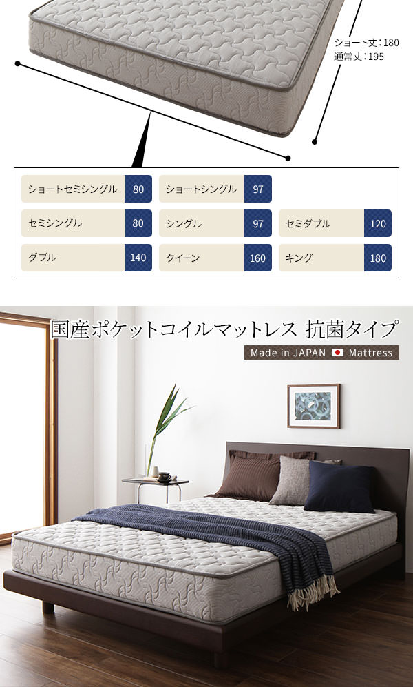 マットレス 単品 クイーン レギュラー ポケットコイル ブラック 日本製 国産 防ダニ 抗菌 防臭 1年保証〔代引不可〕 マットレス 単品 クイーン レギュラー ポケットコイル ブラック 日本製