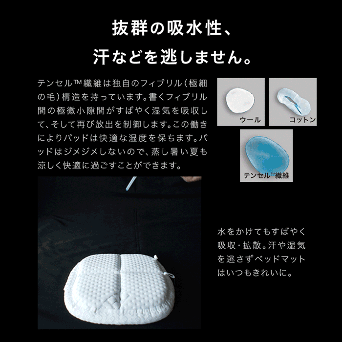 いままでの眠りの質を劇的に変える テンセル高反発ベッドパッド