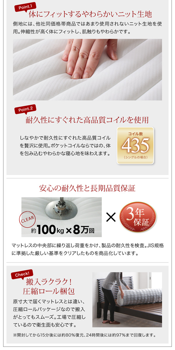 ホワイトカラーが可愛い 棚・コンセント付きショート丈収納ベッド