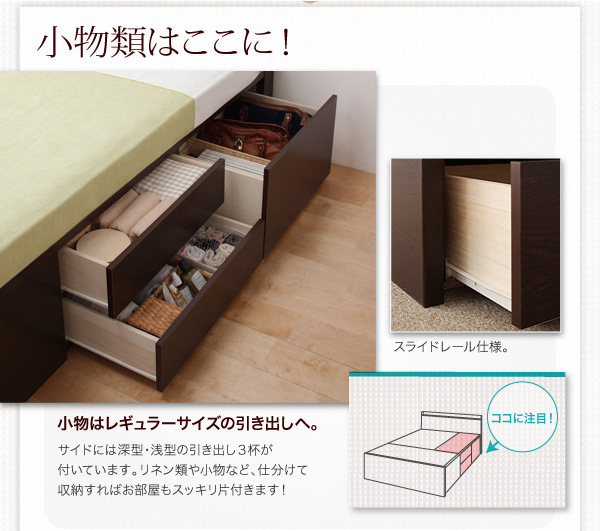 押入れ並みの収納力 布団も収納できるチェストベッド(シングル 押入れ並みの収納力 布団も収納できるチェストベッド(シングル