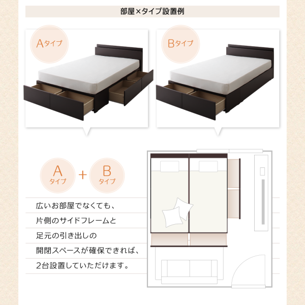 連結機能と選べる収納スタイル ファミリー収納ベッド (シングル)