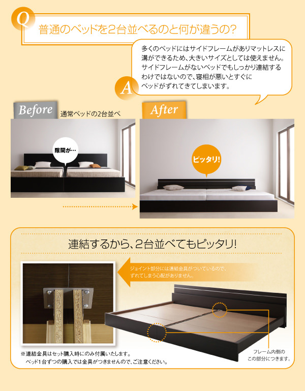 家族で快眠 親子で寝られる連結タイプ 棚・照明付きベッド (連結タイプ)の詳細 | 日本最大級のベッド通販ベッドスタイル
