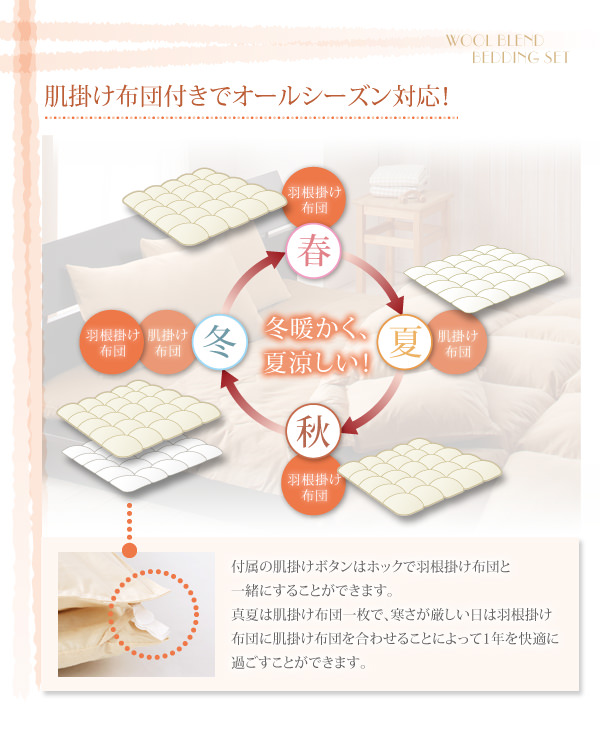 肌掛け布団付きでオールシーズン対応