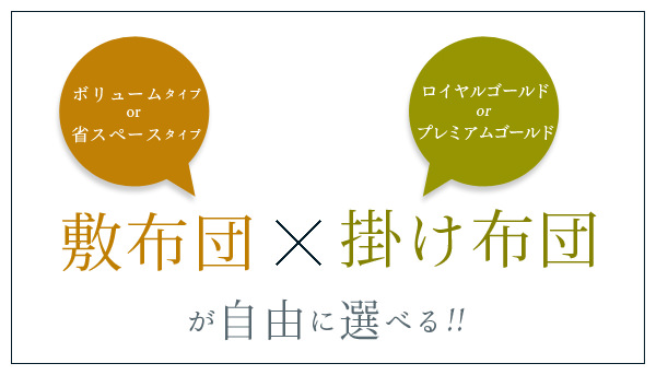 敷布団と掛け布団が自由に選べる