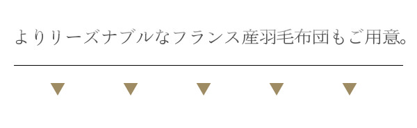 よりリーズナブルなフランス産羽毛布団もご用意