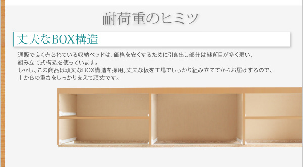 たっぷり収納がいい 棚・コンセント付国産頑丈チェスト収納ベッド