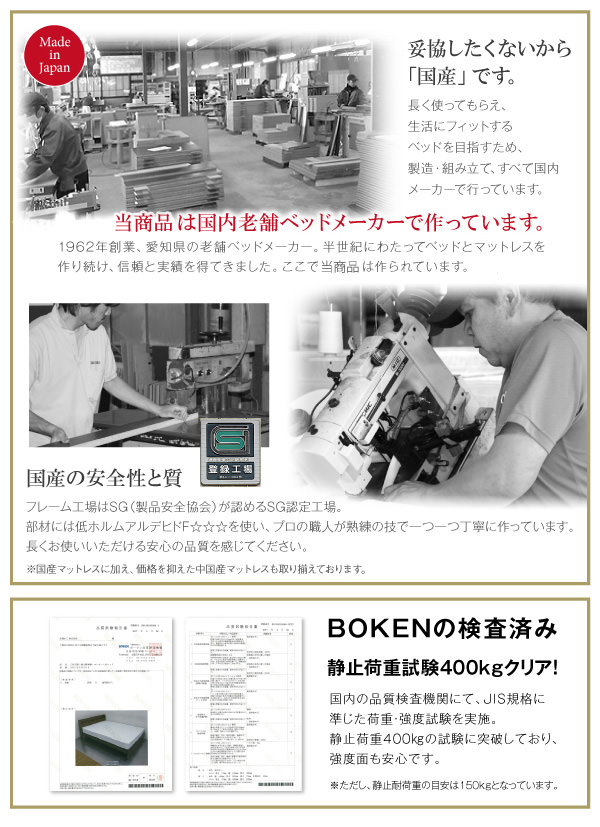 工具いらずの組み立て・分解簡単収納ベッド 国産ポケットコイル