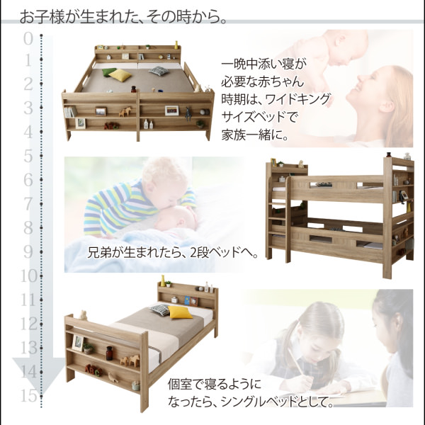 成長見守る 2段ベッドにもなるワイドキングサイズベッド (ワイドK200)の詳細 | 日本最大級のベッド通販ベッドスタイル