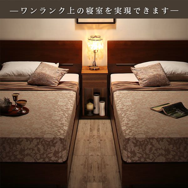 憧れの高級感 棚・コンセント付きツインすのこベッド (別売り専用