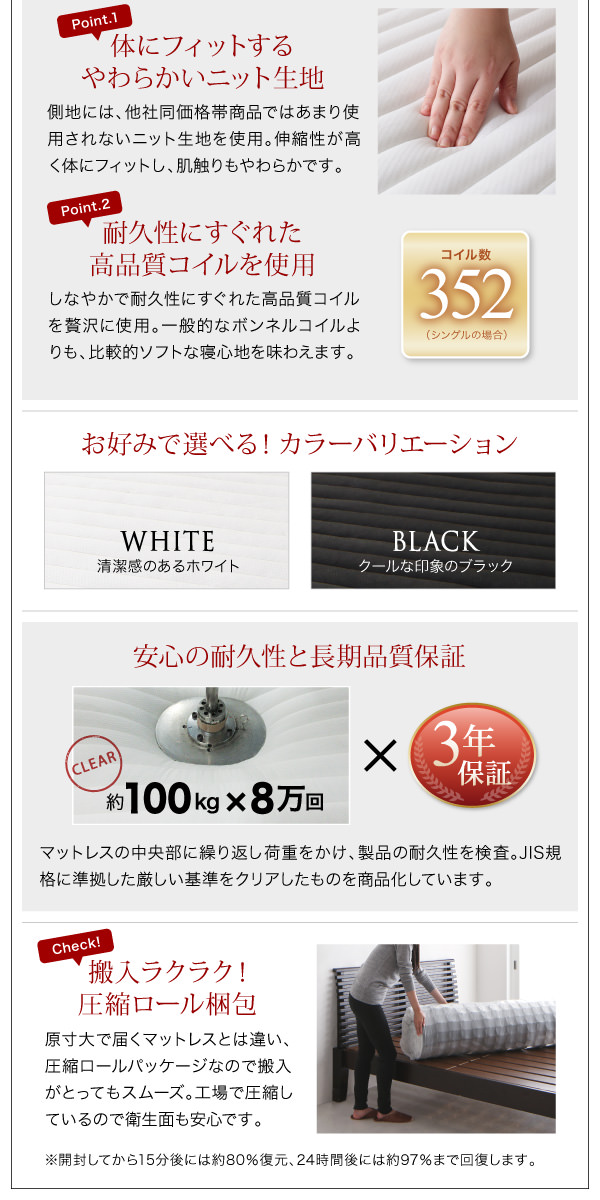 収納も眠りも清潔に コンセント付きすのこ収納ベッド (セミダブル)の