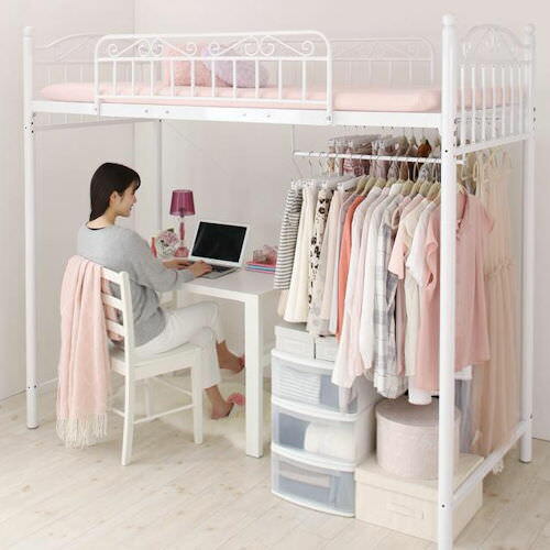 自分空間をアレンジ 高さが選べる姫系ロフトベッド ハイタイプ シングル の詳細 日本最大級のベッド通販ベッドスタイル